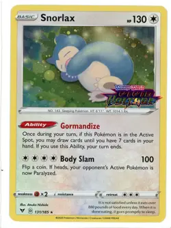 Snorlax Holo Vivid Voltage Stamped 131/185 Promo Pokemon Card Swirl - Image 1