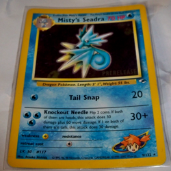Misty's Seadra PRERELEASE Gym Heroes Holo WOTC Card NM Pokemon TCG True NM/MT - Image 2
