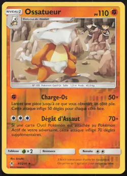 Carte Pokemon Ossatueur 91/214 Reverse Alliance Infaillible Francais - Image 1
