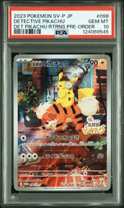 2023 POKEMON JPN SV-P PROMO #098 DETECTIVE PIKACHU PSA 10 - Image 1