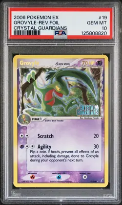 2006 POKEMON EX CRYSTAL GUARDIANS #19 GROVYLE-REVERSE FOIL PSA 10 - Image 1
