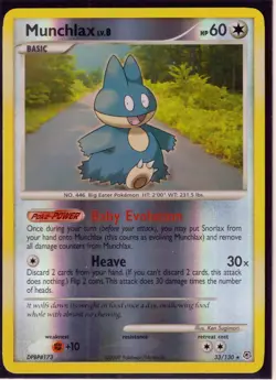 2007 POKEMON MUNCHLAX 33/130- DIAMOND & PEARL - RARE- REVERSE HOLO -NM/LP - Image 1