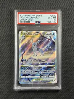 Pokemon Card PSA 10 Gem Mt Glaceon Vstar Crown Zenith Swsh 2023 GG40/GG70 - Image 1