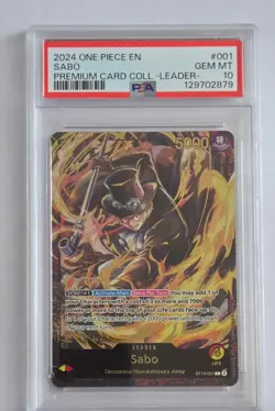 2024 ONE PIECE #ST13-001 SABO PREMIUM CARD COLLECTION LEADER PSA 10 - Image 1