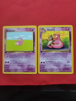 Pokemon: Slowpoke 55/62 And Slowbro 43/62 1st Edition Fossil Non-holo - NM -I136 - Image 1