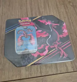 🔥🦅 POKEMON CROWN ZENITH GALARIAN MOLTRES SEALED TIN (5 BOOSTER PACKS) ✅ - Image 1