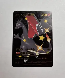 SHINY CHARIZARD V Black Foil Fan Art Display Card, HP 220 M/NM - Image 1
