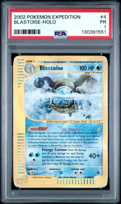 PSA 1 PR POOR Pokemon TCG Blastoise Expedition 4/165 Holo Rare POP 39 - Image 1