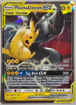 Pikachu & Zekrom GX 33/181 Sm-Team Up Holo Pokemon TCG - Image 1