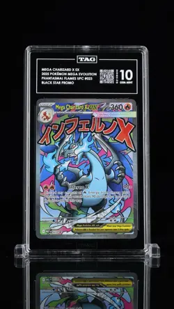 2025 Pokemon Phantasmal Flames UPC 023 Mega Charizard EX Black Star Promo TAG 10 - Image 1