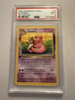 1999 Pokemon Fossil 1st Edition 43/62 Slowbro PSA 9 Mint - Image 1
