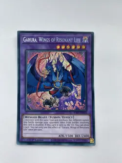 YUGIOH Secret Rare Garura, Wings Of Resonant Life RA02-EN024 1st Edition - Image 1