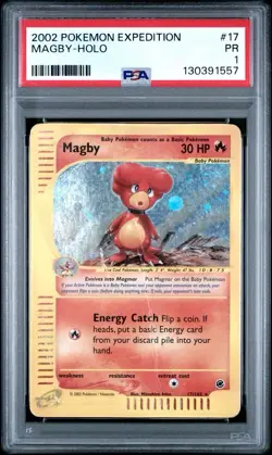 PSA 1 PR POOR Pokemon TCG Magby Expedition 17/165 Holo Rare POP 3 - Image 1