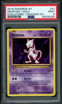 2016 Pokemon Evolutions Mewtwo Holo Cracked Ice #51 PSA 9 MINT - Image 1