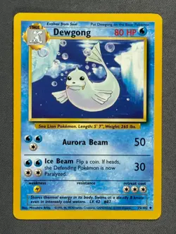 Dewgong 25/102 Stage 1 Base Set Series UNCOMMON 1999 Pokemon Card WOTC NM - Image 1
