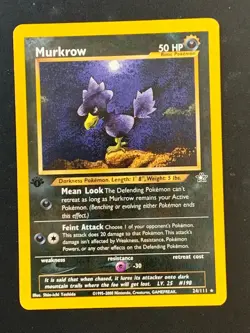 Murkrow 24/111 1st Edition Neo Genesis Non Holo Rare Pokemon Card Vintage WOTC - Image 1