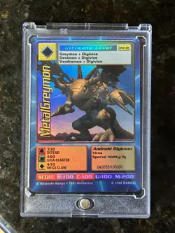 Digimon MetalGreymon DW-01 Rare Holo Card PlayStation Promo Bandai 1999 - Image 1