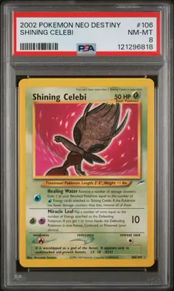 Shining Celebi Neo Destiny Unlimited Psa 8 Holo Pokemon Card 106/105 #106 2002 - Image 1