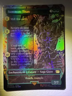 1x Summon: Titan, Foil, Borderless Art, Final Fantasy, MTG NM - Image 1