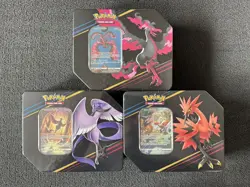 Pokemon TCG: Crown Zenith Tin Galarian Moltres Zapdos Articuno FULL SET - Image 1
