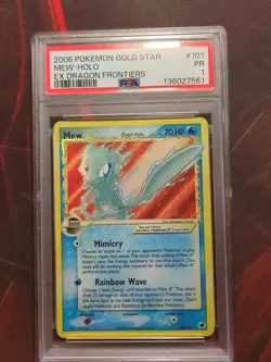 2006 POKEMON EX DRAGON FRONTIERS GOLD STAR #101 MEW-HOLO PSA 1 - Image 1