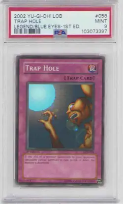 TRAP HOLE YUGIOH 1ST EDITION HOLOFOIL #LOB-058 GRADED MINT 9 2002 - Image 1