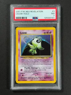 PSA 7 Celebi 3/64 HOLO Pokemon Card WOTC Neo Revelation Rare Holo NM - Image 1