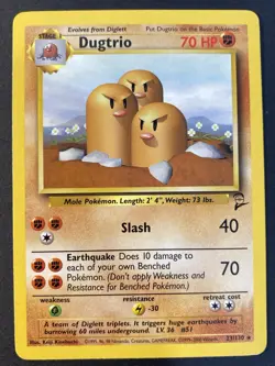 Dugtrio 23/130 Non Holo Rare Base Set 2 - Pokemon Card WOTC - Near Mint - Image 1
