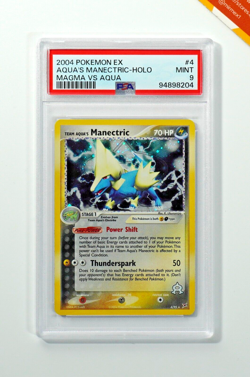 Pokemon PSA 9 Team Aqua's Manectric #4 Holo EX Team Magma Vs Team Aqua English - Image 1