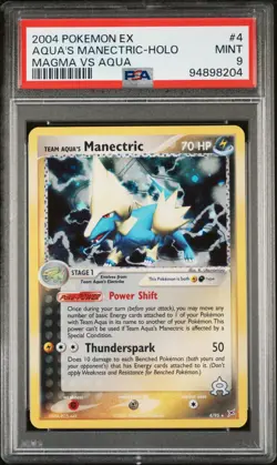 Pokemon PSA 9 Team Aqua's Manectric #4 Holo EX Team Magma Vs Team Aqua English - Image 2