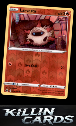 Reverse Holofoil Larvesta 024/159 Pokemon Common Crown Zenith Card NM - Image 1