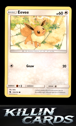 Eevee 155/214 Pokemon Common SM - Lost Thunder Card NM - Image 1