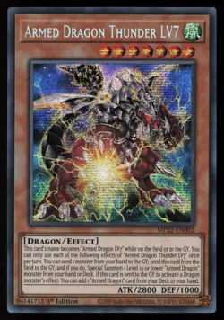 Yugioh Armed Dragon Thunder LV7 MP22-EN002 1st Edition Prismatic Secret Rare NM - Image 1