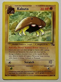 Kabuto 50/62 (HP) Common Fossil Set Unlimited 1996 WOTC Pokemon Card - Image 1