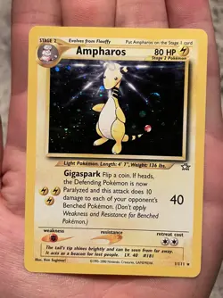 Pokemon Card TCG Ampharos Holo Rare 1/111 Neo Genesis - Vintage SWIRL🌀 - Image 1