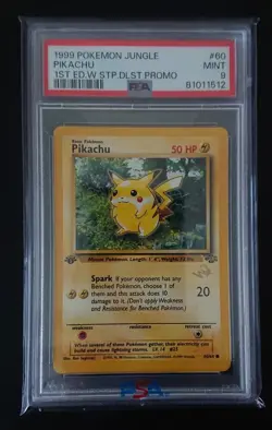 1999 Pokemon Jungle - 1st Edition Pikachu - WoTC Gold W Stamp Promo PSA 9 - Image 1
