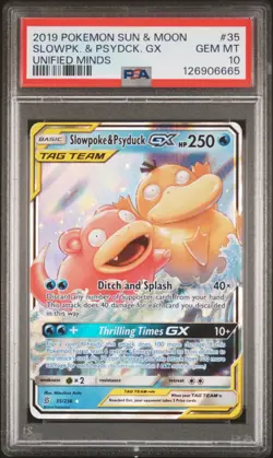 (AUS) Pokemon TCG 2019 Sun & Moon Unified Minds Slowpoke & Psyduck GX 035 PSA 10 - Image 3