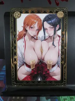 Nami & Nico One Piece MR Gold Metal Collectible Card Anime Goddess Waifu Doujin - Image 1