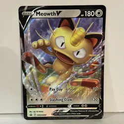 Meowth V Black Star Promo Full Art Ultra Rare Pokemon Card SWSH004 (NM) - Image 1