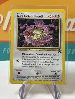 Team Rocket's Meowth #18 WoTC Black Star Promo Pokemon TCG 2000 MP - Image 3