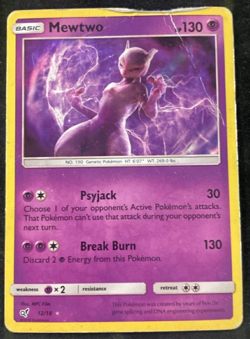 Mewtwo Holo #12 Pokemon Detective Pikachu HP/DMG - Image 1