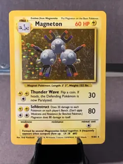 Pokemon TCG Magneton Base Set Unlimited #9/102 Holo Rare WOTC VTG 1999 MP - Image 1