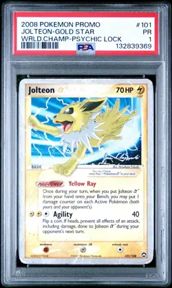 2008 POKEMON WORLD CHAMPIONSHIPS PROMO PSYCHIC LOCK #101 JOLTEON-GOLD STAR PSA 1 - Image 1