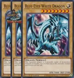Yugioh! 3x Blue-Eyes White Dragon SDWD-EN001 Common NM - Image 1