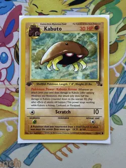 Kabuto Fossil 1st Edition Pokemon TCG Common Card 50/62 MP - Image 1