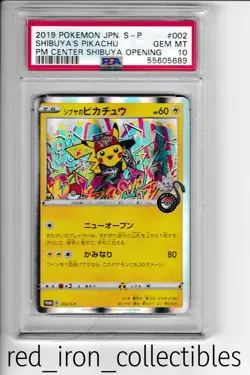 PSA 10 GEM MINT Shibuya's Pikachu 002/S-P Japanese Promo Pokemon Card 2019 - Image 1