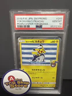 PSA 10 Yokohama’s Pikachu 283/SM-P Pokemon Center Promo Carta Pokemon - Image 1