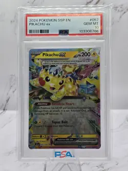 Pokemon TCG Surging Sparks Pikachu EX 2024 PSA 10, #057/191 - Image 1