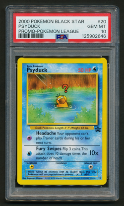 Psyduck 20 Black Star Promo WOTC Pokemon League PSA 10 GEM MINT - Image 1