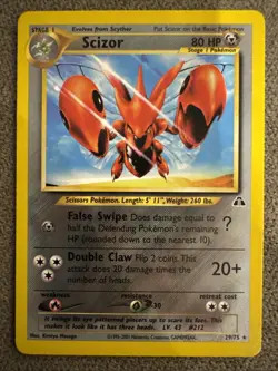 Pokemon TCG Scizor Neo Discovery 29 Unlimited Rare Card - Image 1